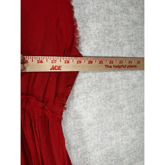 NWT Easel Los Angeles Womens Rayon Red Orange Knit Maxi Dress M Deep V Neck Belt - Picture 5 of 8